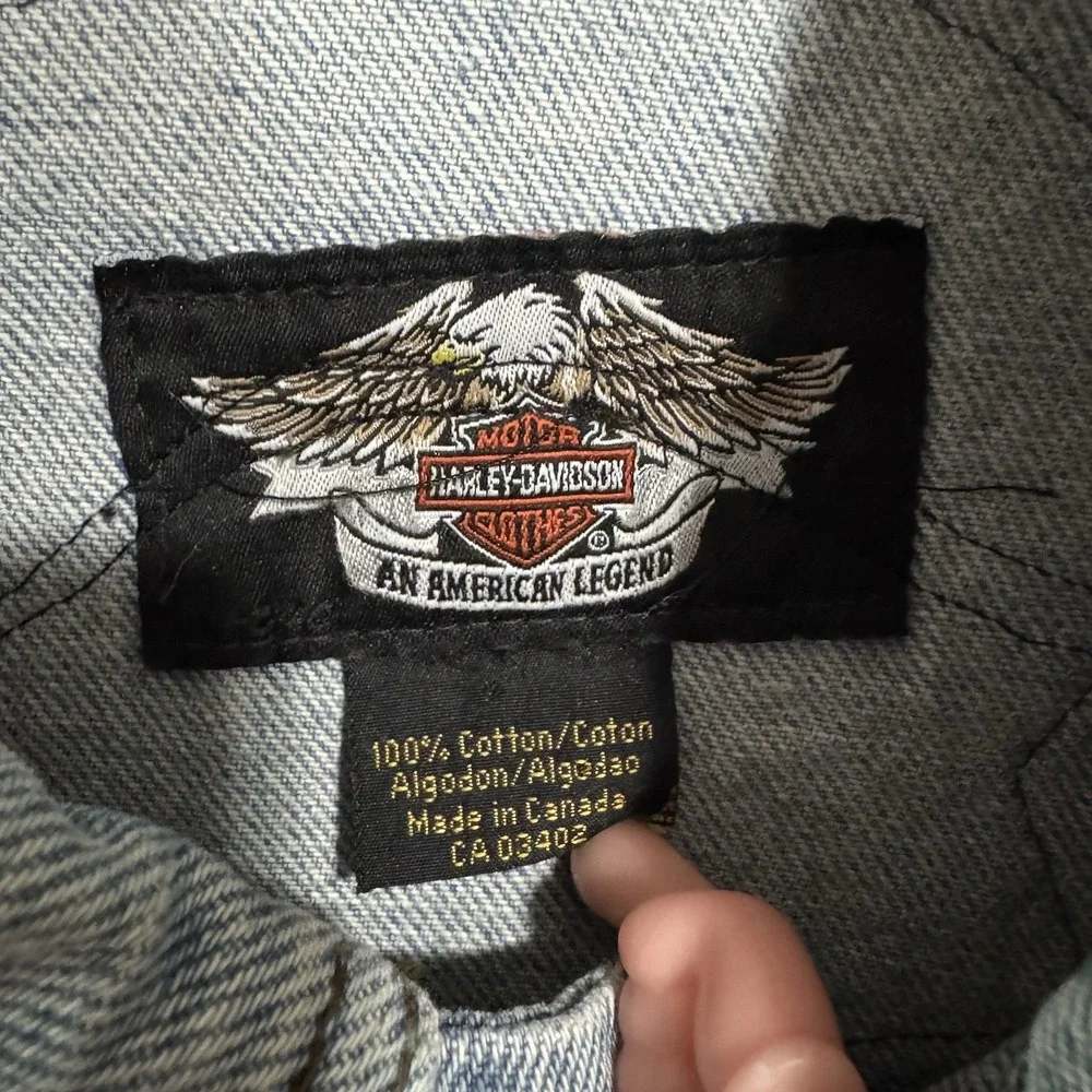 Y2K Harley Davidson Denim Vest‎ Size L Distressed Florida Logo Patch Grunge VTG - Picture 9 of 16